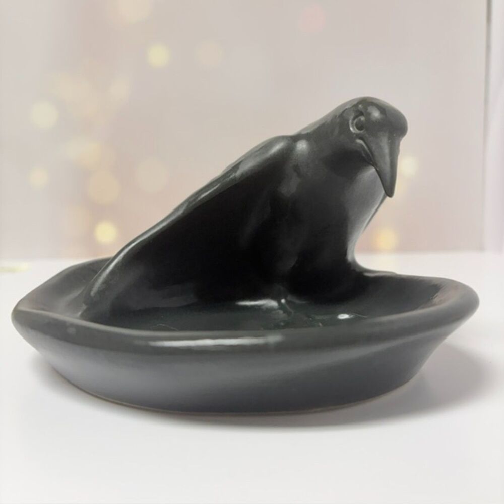 Rookwood Pottery Black Rook Bird Dish Trinket Tray Marked 1057S